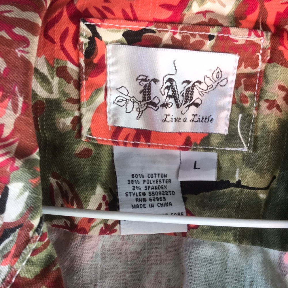 Live a Little Olive & Red Floral Jean Jacket - Picture 2 of 6